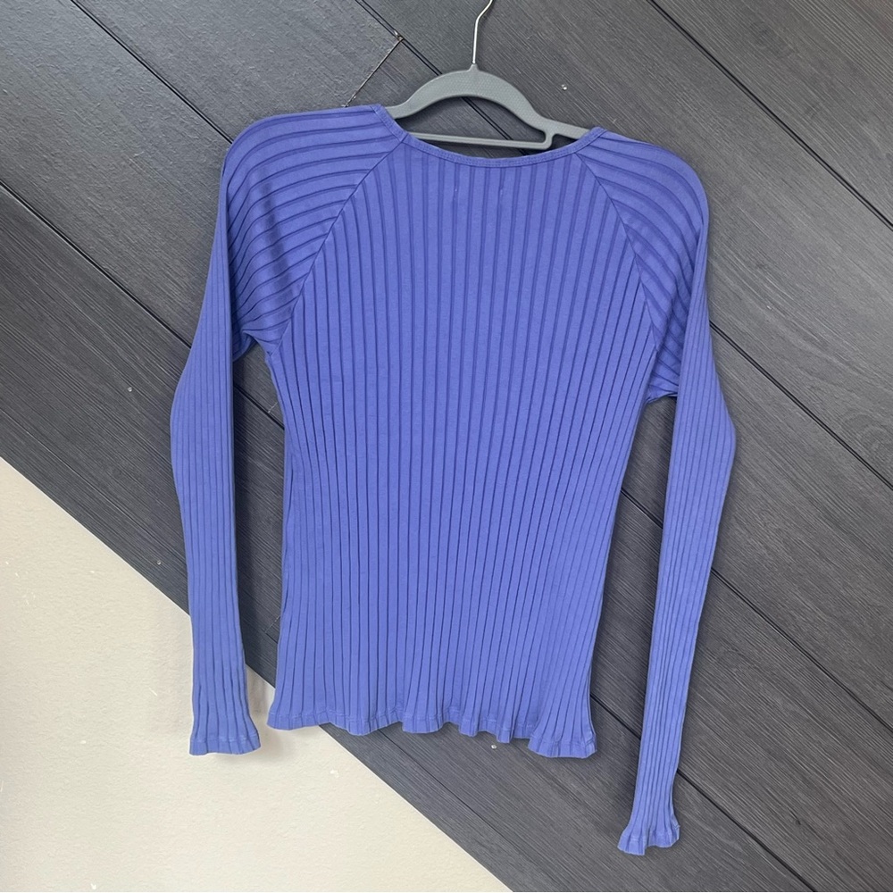 Knox Rose Purple Ribbed Fitted Long Sleeve Blouse - Picture 4 of 6